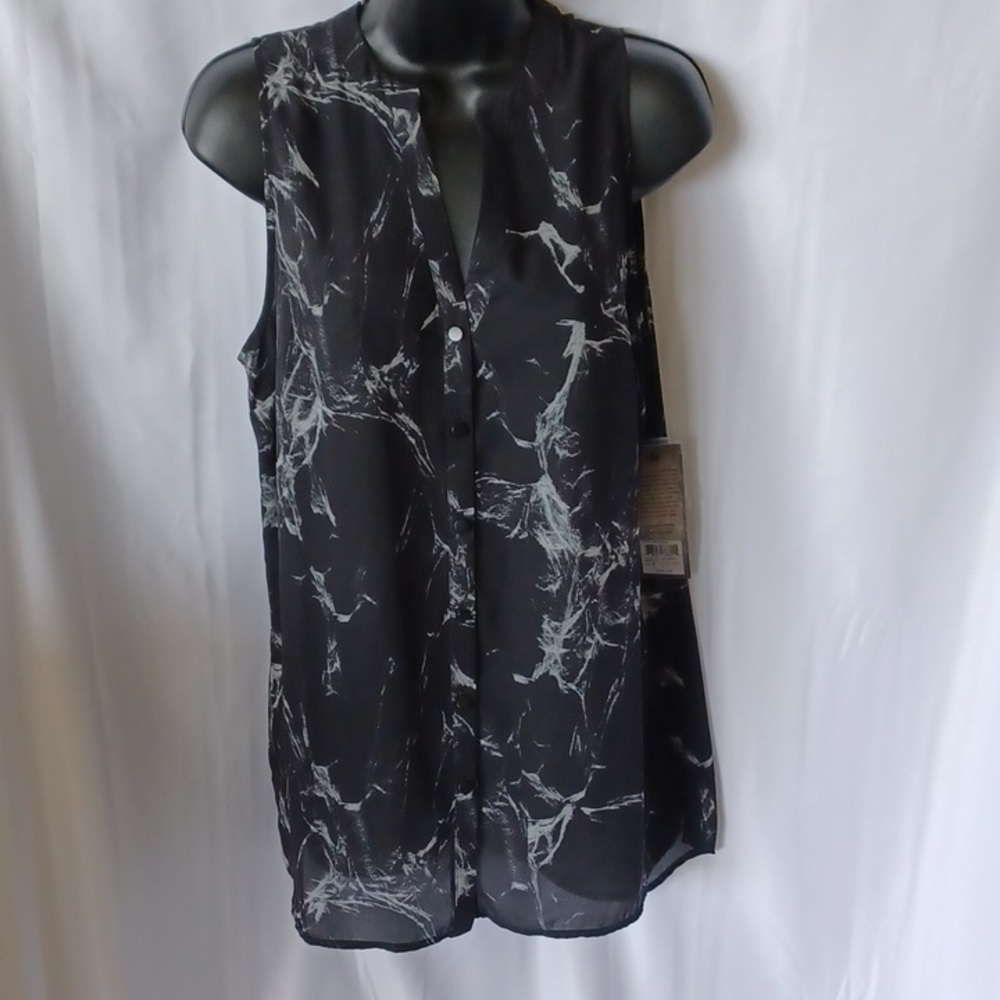 Ruff Hewn Grey Sleeveless Long Tunic  Size M, semi-sheer